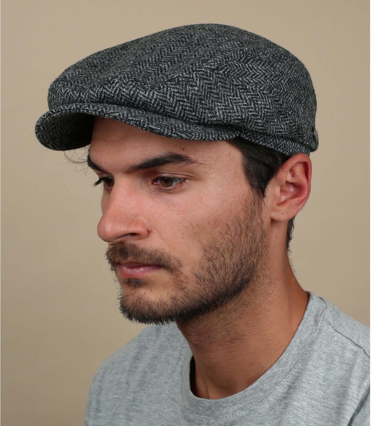 gorra gris lana Driver Cap Herringbone grey